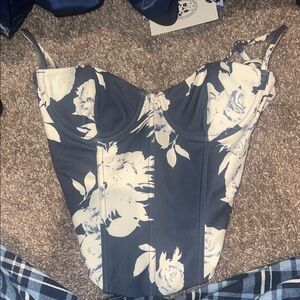 White Fox Floral Bustier Top